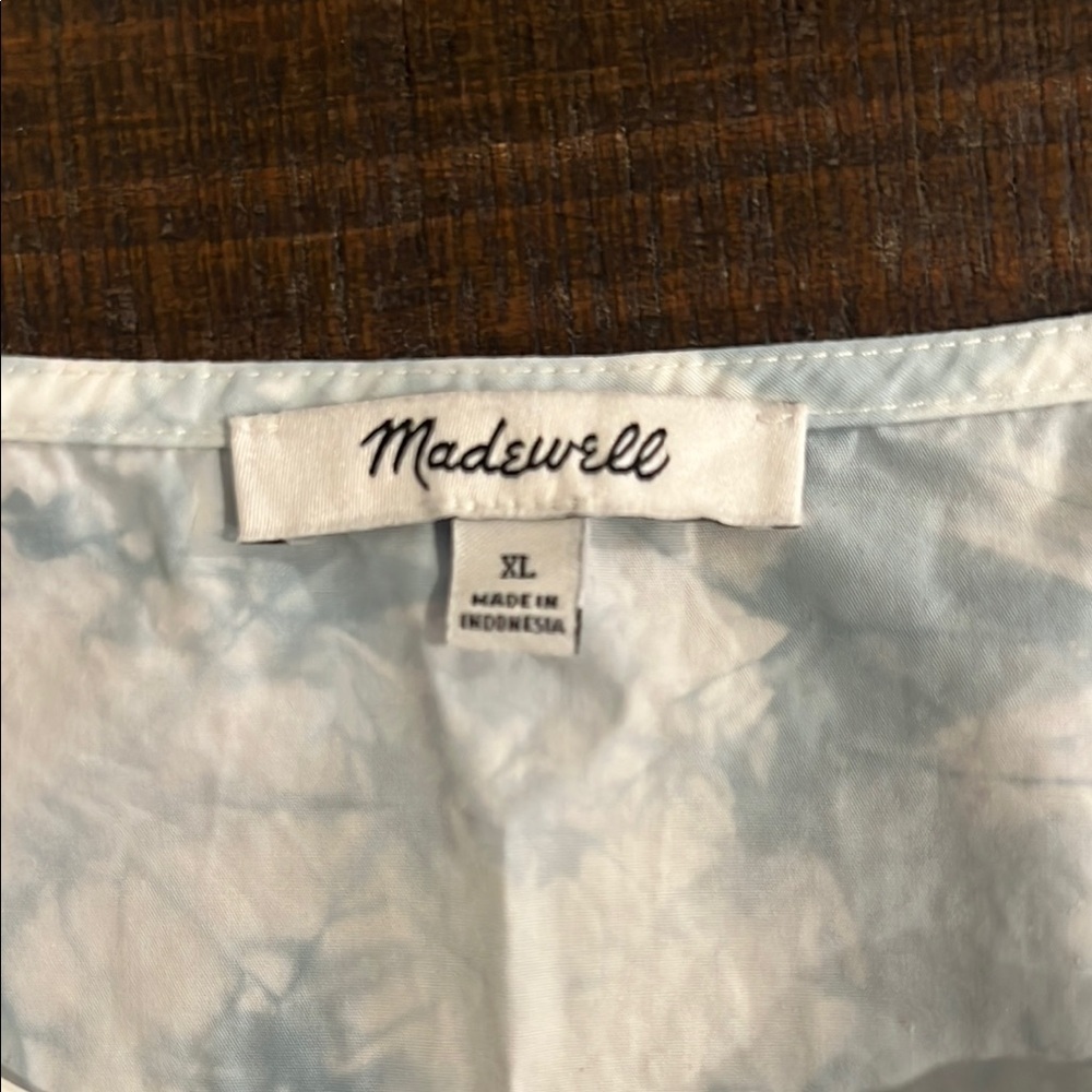 Madewell White and Blue Button-Front Dress - Picture 2 of 3